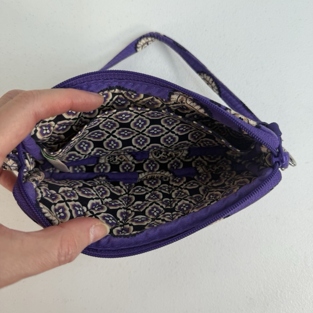 Vera Bradley Simply Violet Wristlet Wallet Purple Floral Paisley Zip ID Card - Picture 8 of 14